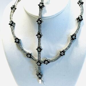 Elegant Silver and Black Necklace Set